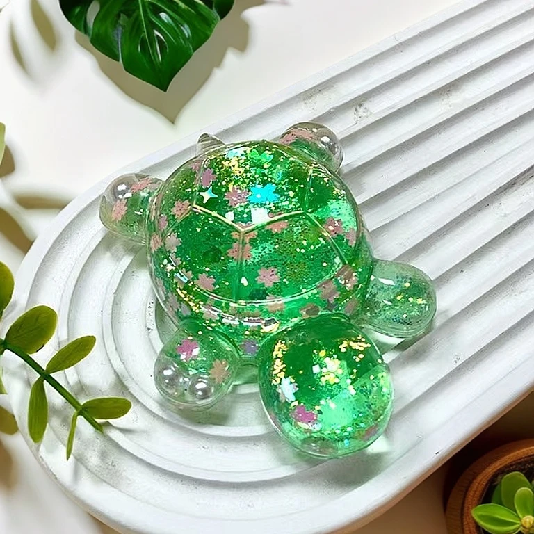 （双许愿色）9.2cm流沙乌龟巨无霸爆闪奶豆乌龟对对碰创意diy摆件