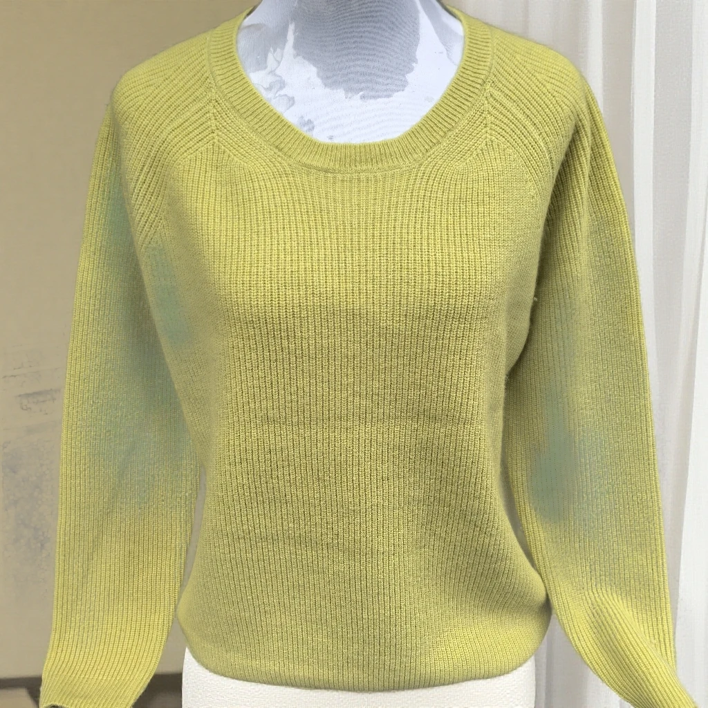 （帛贸羊绒）女士元宝针30%山羊绒70%羊毛厚款羊绒衫