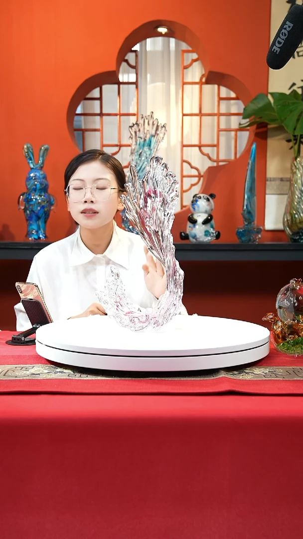 手工艺品琉璃金红色风生水起