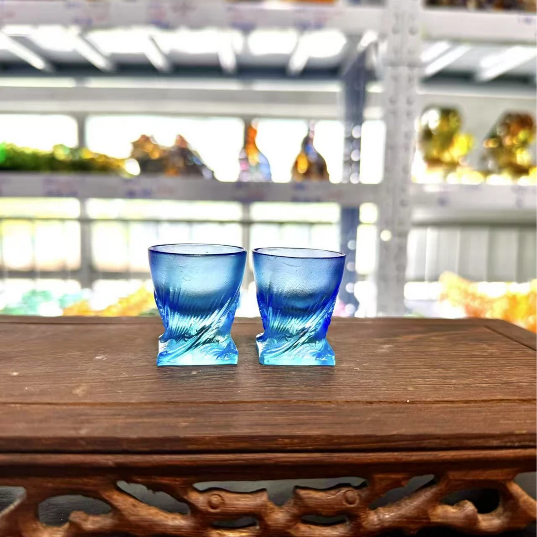 A533 白酒杯一对【琉璃撤柜捡漏】非遗传承琉璃摆件