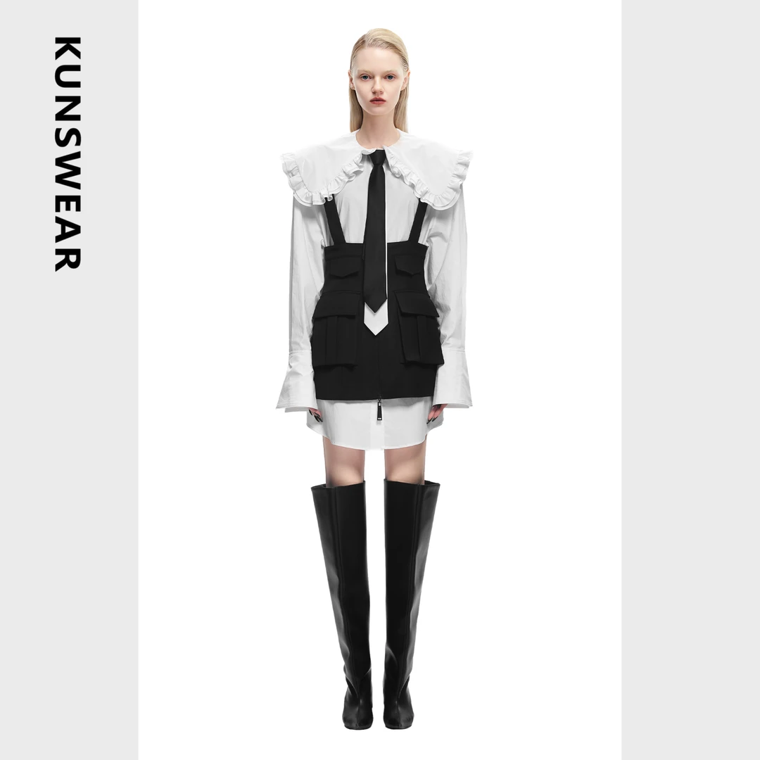 KUNSWEAR/琨丝薇尔25FA 法式优雅气质工装背带半身裙 836001050