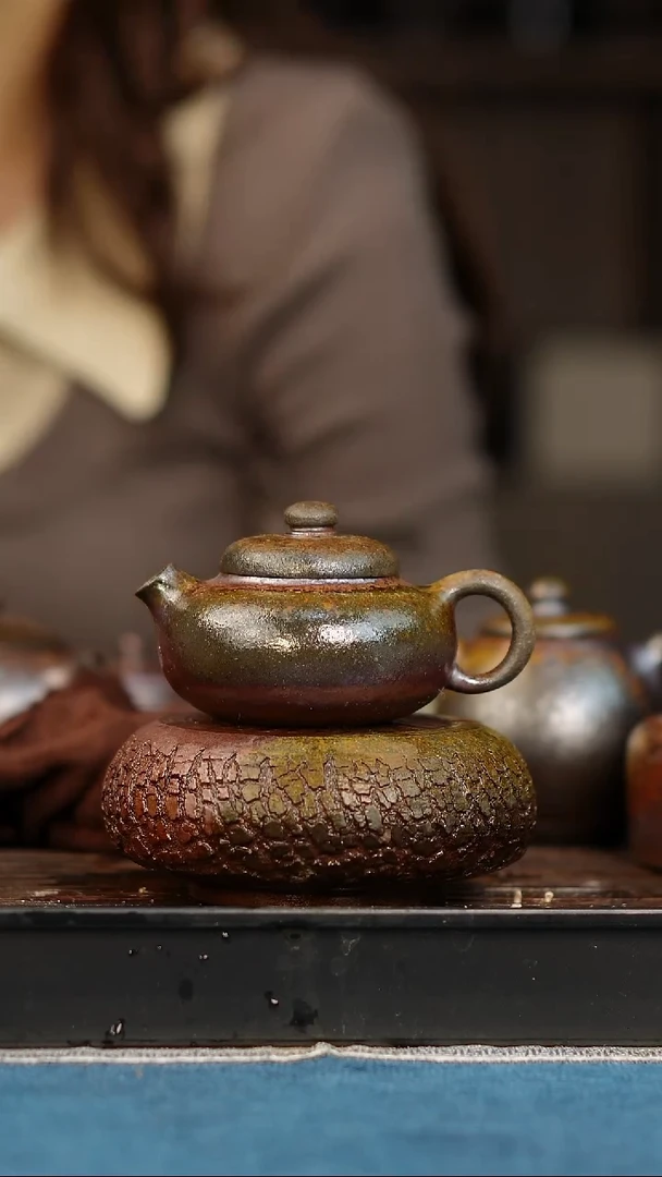 茶壶紫砂柴烧紫砂天青文旦