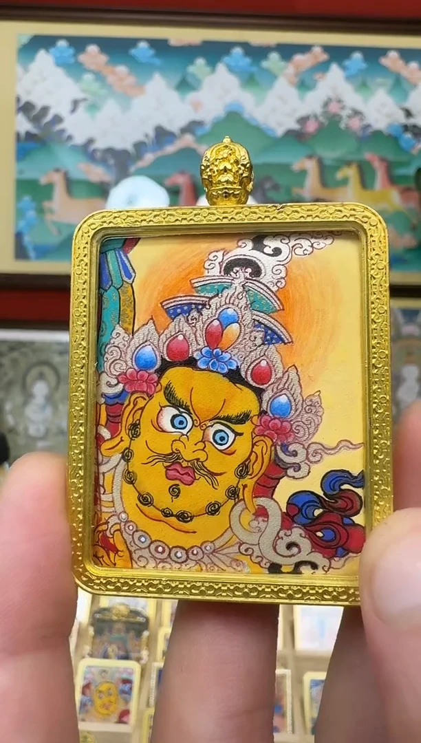 吊坠c宝-热贡纯手绘唐卡吊坠