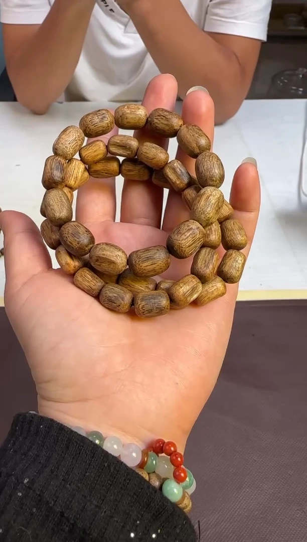 沉香手串金丝油国香绿棋陆河树心油枣珠单圈多样性发1