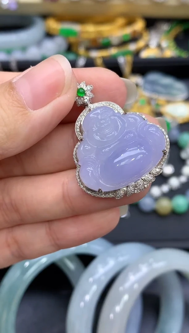 颈饰18K金镶嵌翡翠559-中国好珍宝