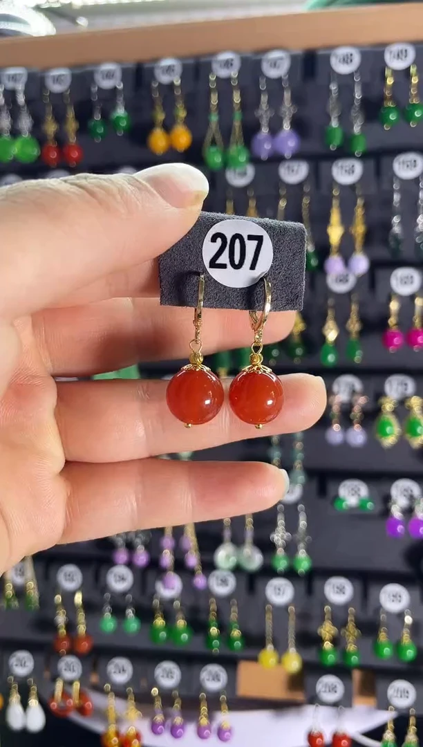 【闪购商品】南红玛瑙耳饰银S925镶嵌207...