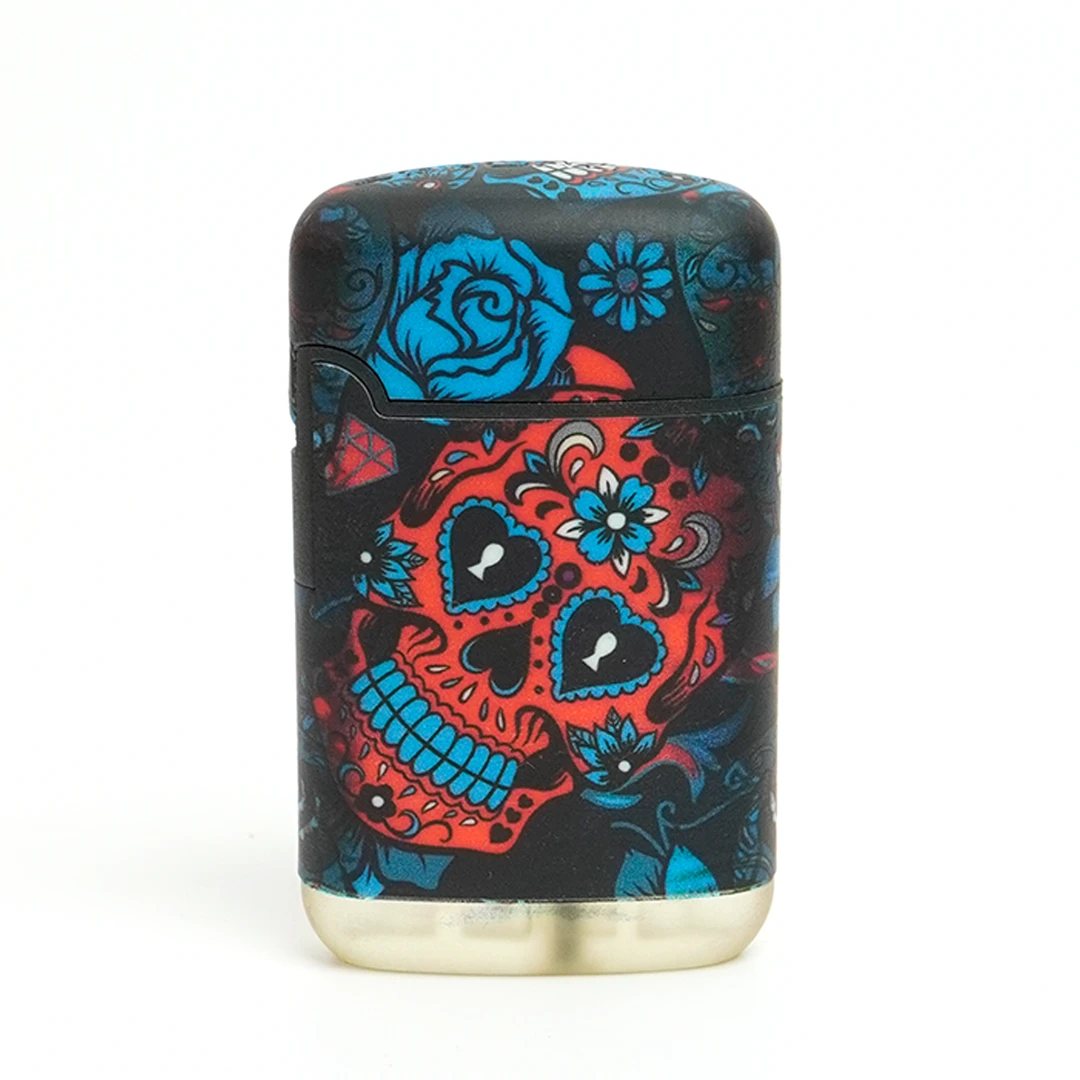 英伽潮玩【繁骷】朋克风磨砂手感打火机防风蓝焰直冲可充气