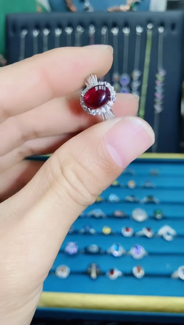 【闪购商品】石榴石（紫牙乌）戒指银S925镶嵌1121