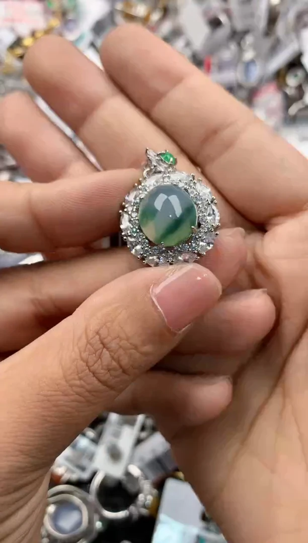 银S925镶嵌戒指翡翠9999-----3