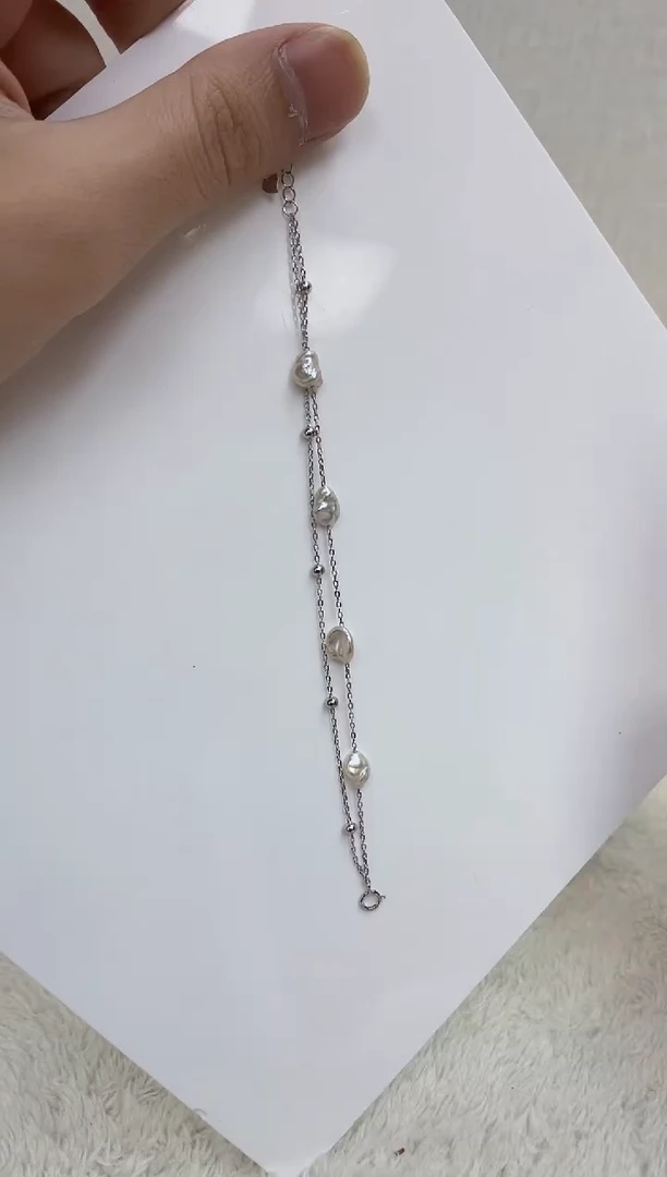 银S925镶嵌淡水珍珠手链