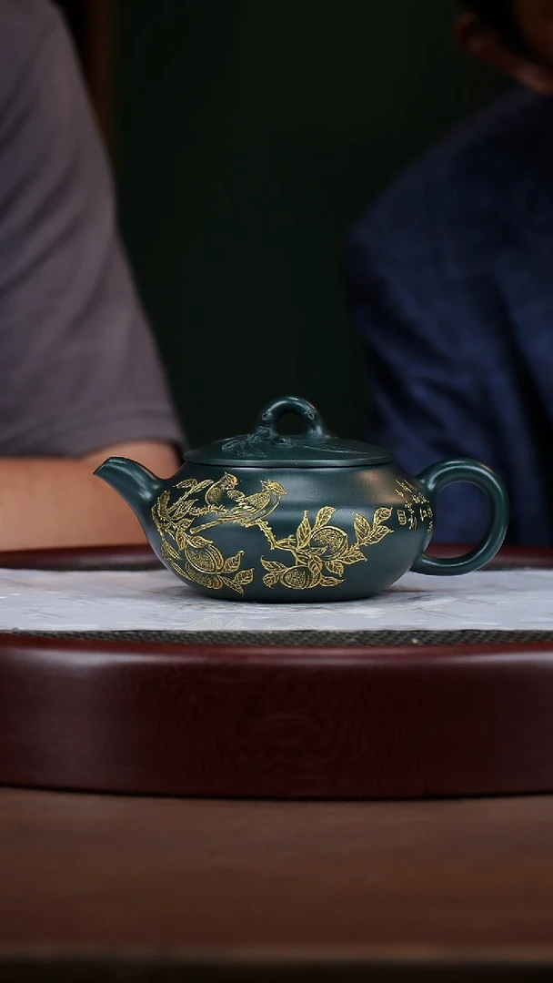 茶壶紫砂83WSY祝寿壶 民国绿270cc