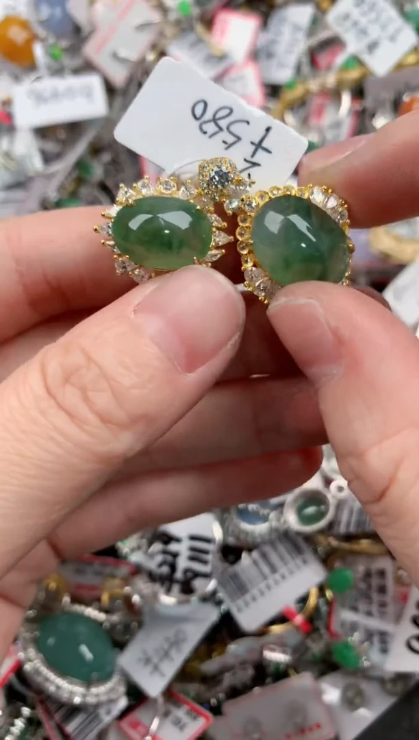 银S925镶嵌戒指翡翠888           10