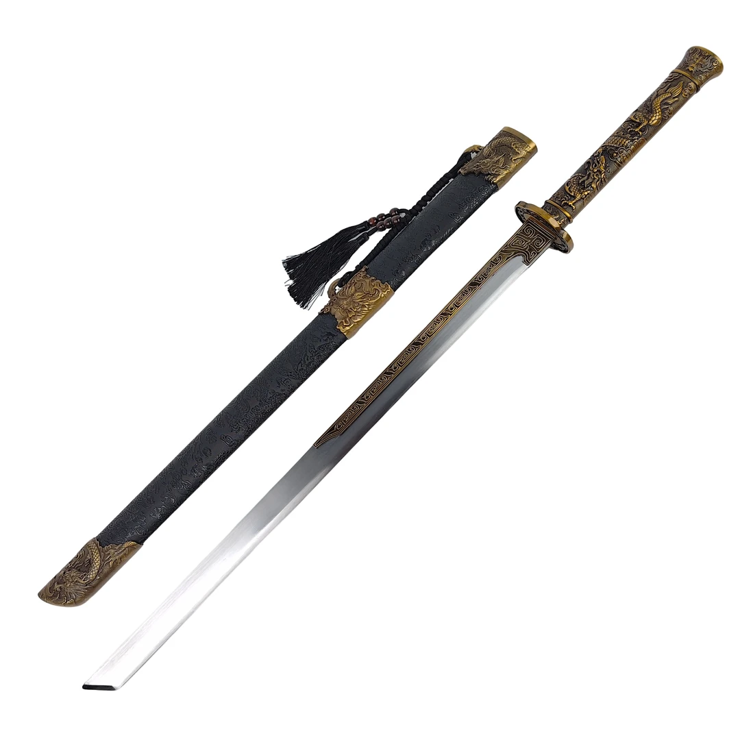 【11】苍雷唐刀杉木包布鞘合金装饰手柄高锰钢刀身不开刃工艺品