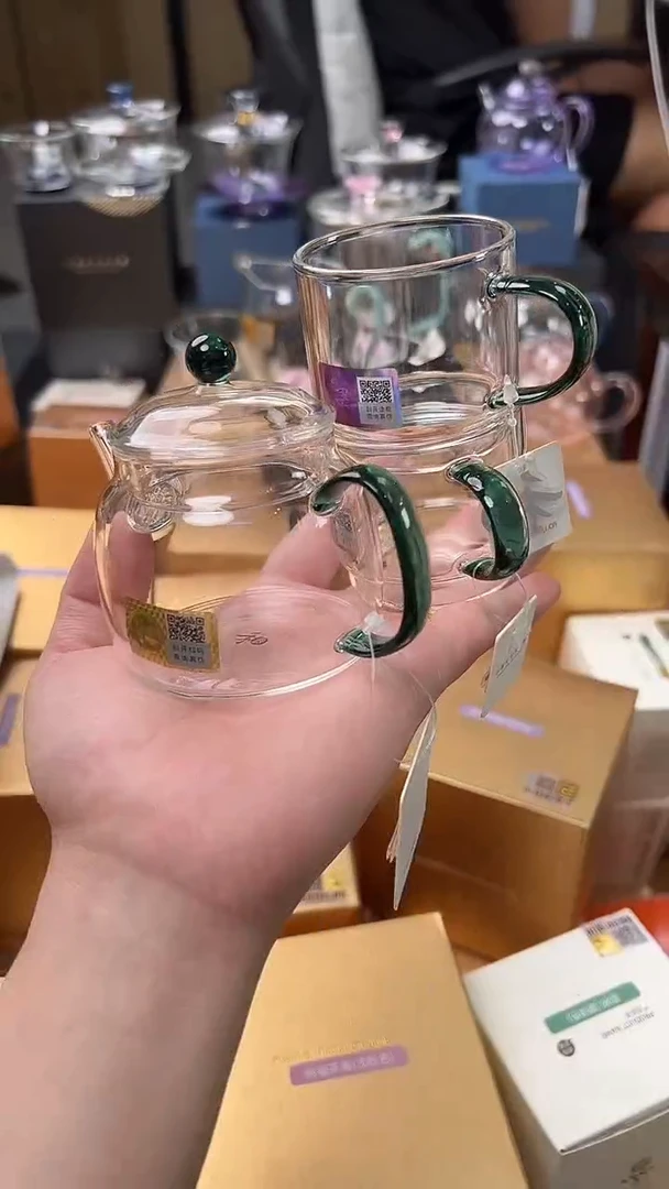 @@禾器晶彩言卿壶墨绿色+逸杯墨绿色2只