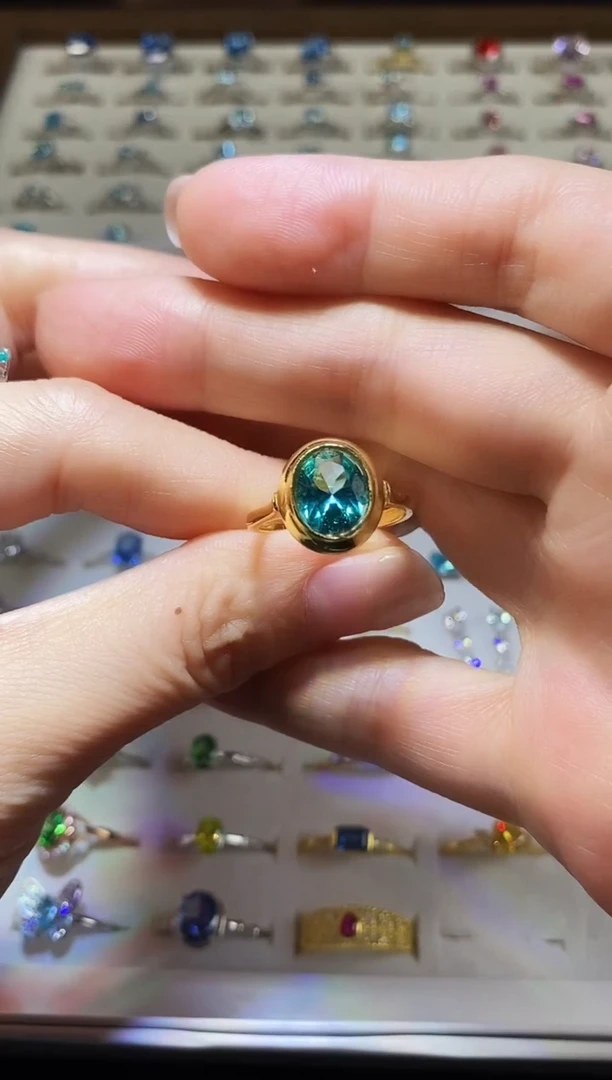 碧玺戒指银S925镶嵌S925