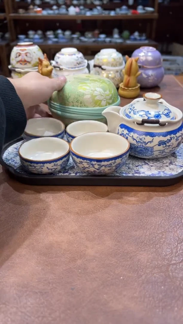 真的很便宜超好看会开片的旅行茶具