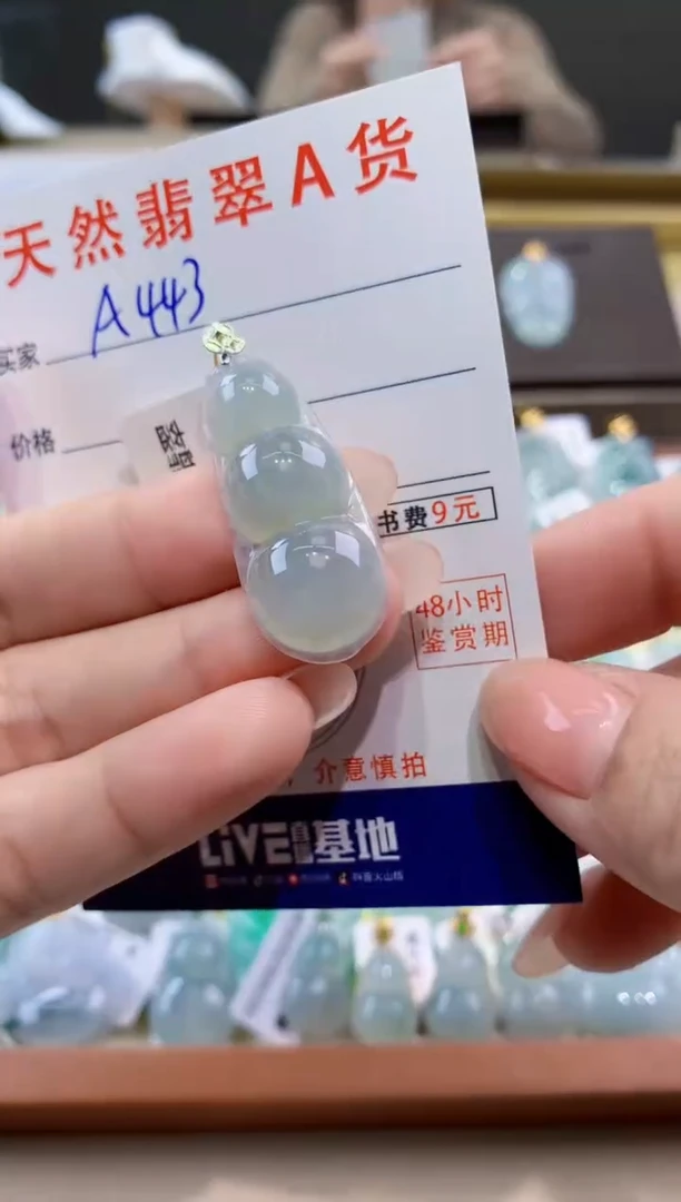颈饰18K金镶嵌翡翠天然翡翠A货挂件