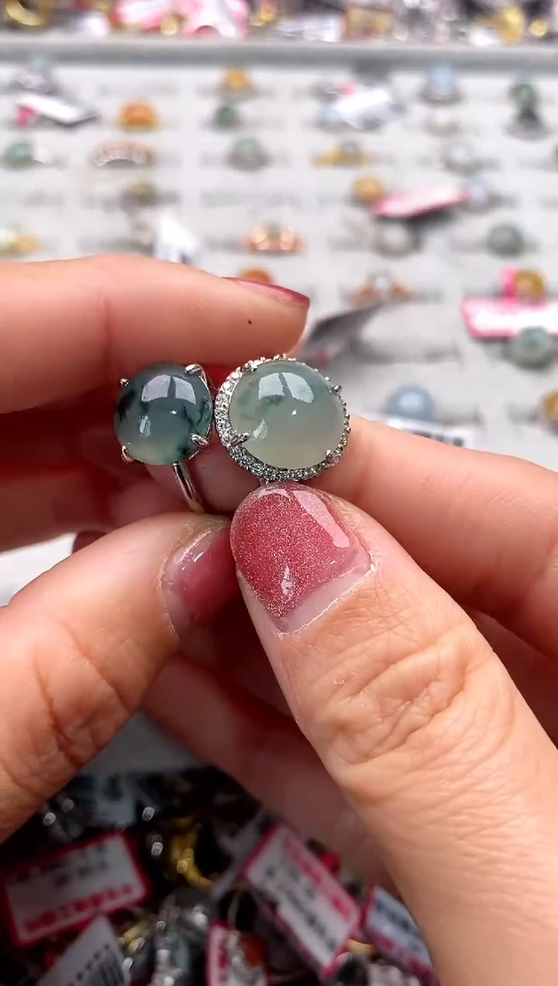 【闪购商品】翡翠戒指银S925镶嵌555555   8