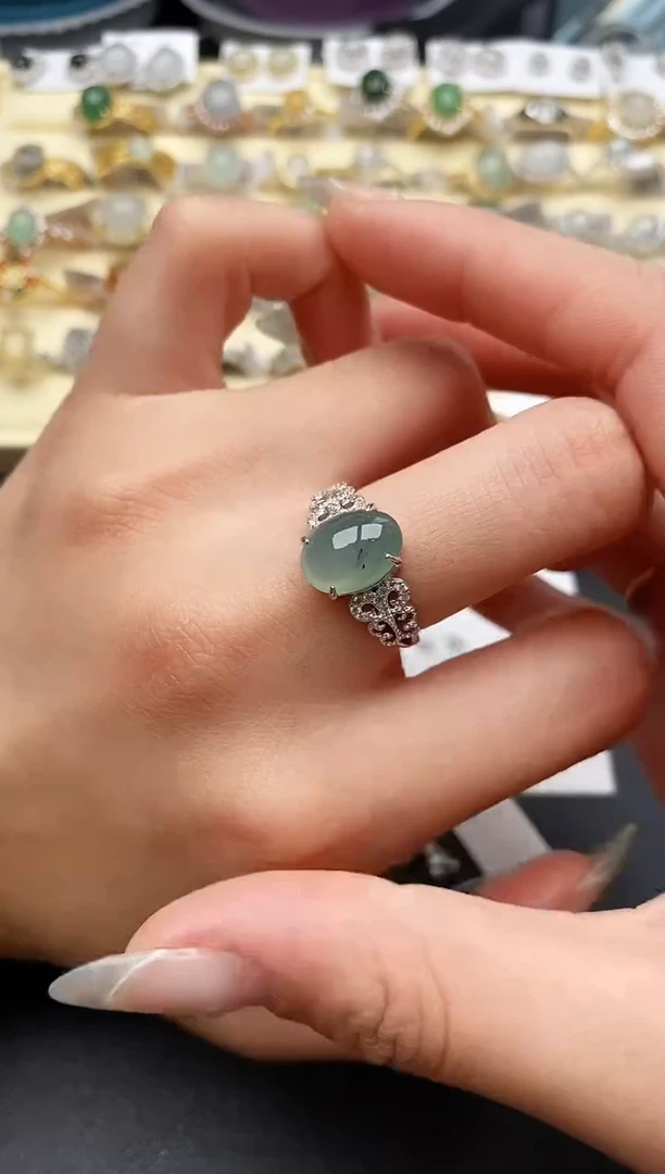 【闪购商品】翡翠戒指银S925镶嵌333333333+2