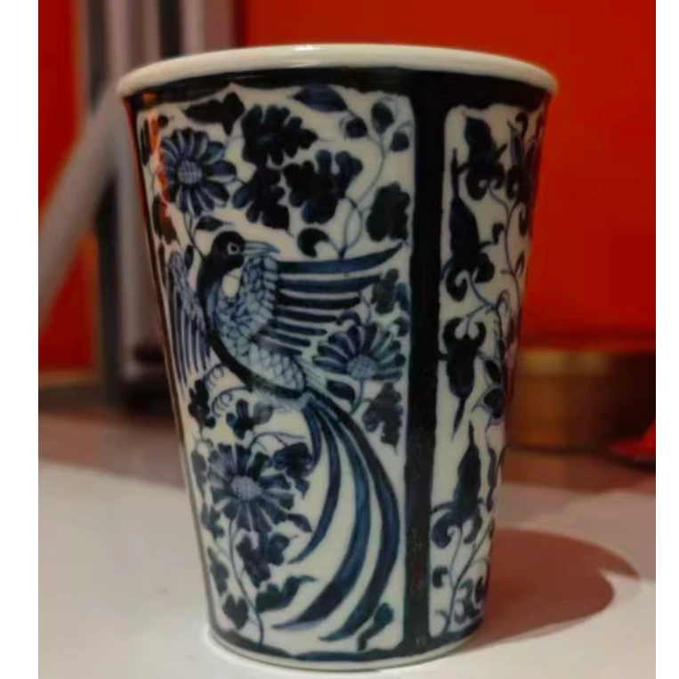 【峰良窑】青花鸾凤牡丹可乐杯
