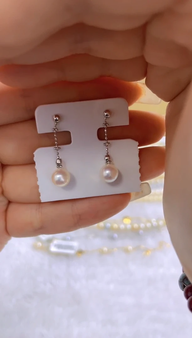 银S925镶嵌耳钉海水珍珠多样性发其一