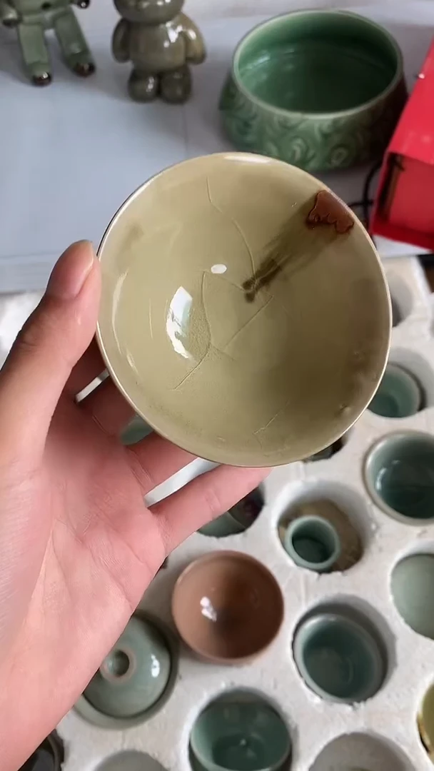 【山隐青瓷】龙窑柴烧杯子    微瑕