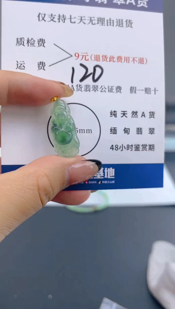 颈饰18K金镶嵌翡翠纯天然缅甸翡翠A货