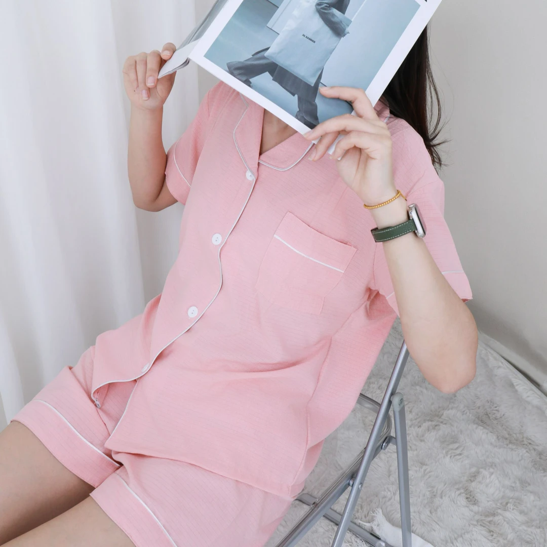 2025夏季最新款甜美日系女大学生战袍睡衣套装短袖粉色大码家居服