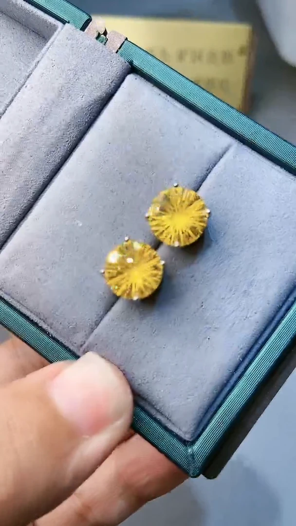 【闪购商品】黄晶耳饰银S925镶嵌1564