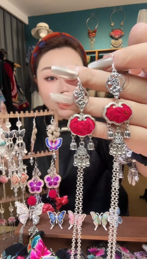 刺绣纯手工民族风刺绣耳环