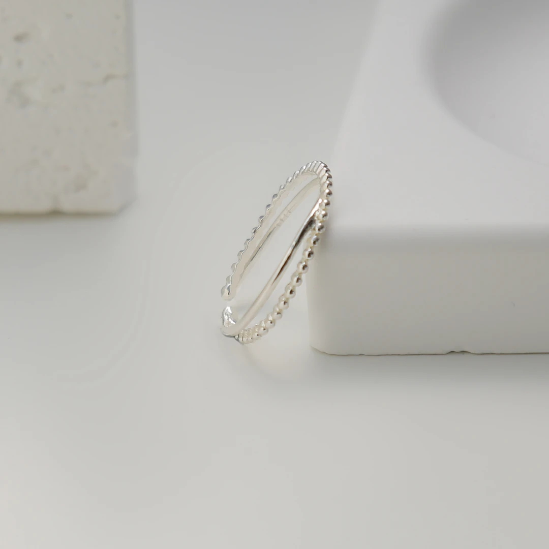 925银戒指 S925纯银个性简约交叉细戒指