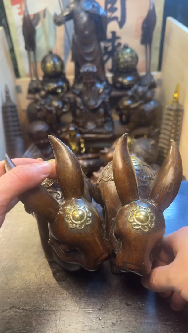 买铜就来旺铜杂货铺！（财运双收小兔子/对）