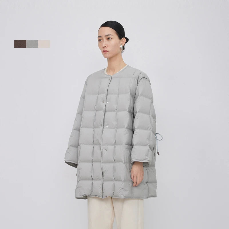 【周迅同款】LESS冬白鸭绒泡芙羽绒服女轻薄中长款外套2N0C10960