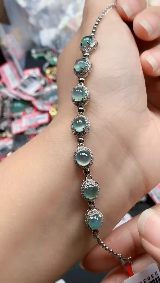 银S925镶嵌戒指翡翠天然A货缅甸翡翠