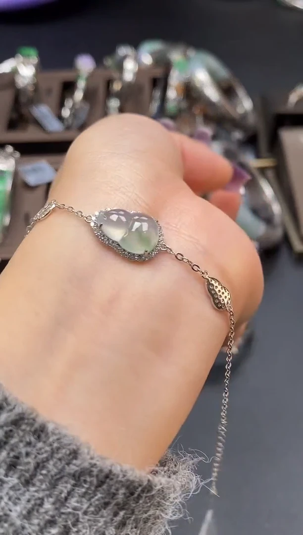 颈饰银S925镶嵌翡翠净货14312