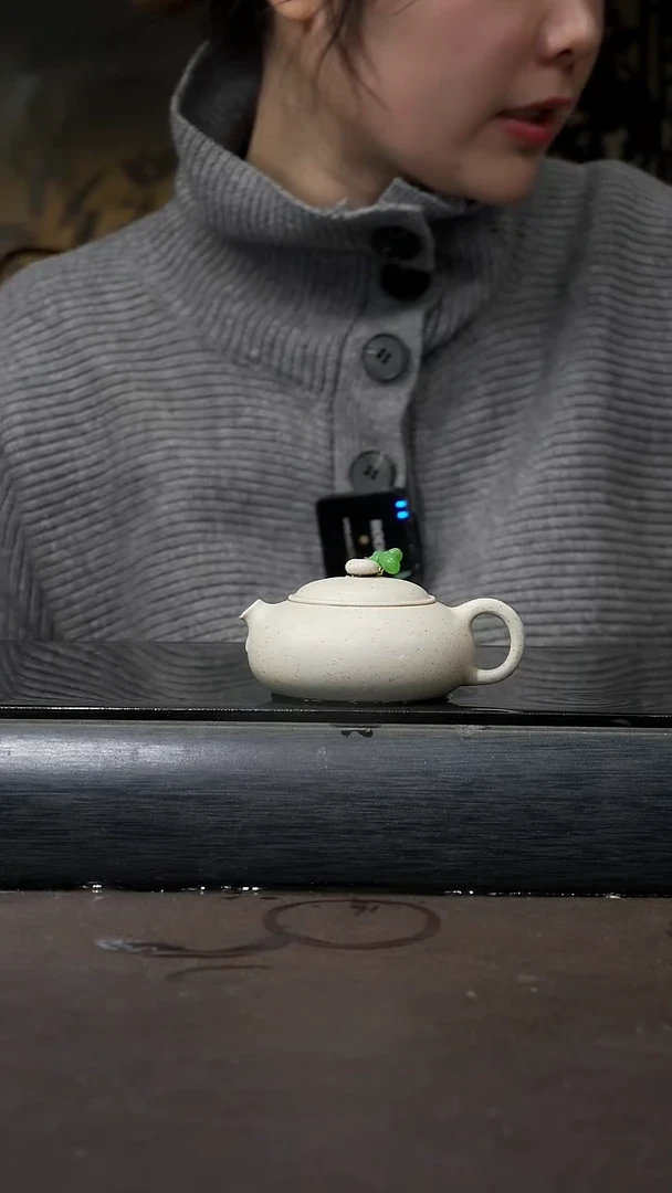 【闪购商品】紫砂茶壶白玉段扁 西施70cc 060