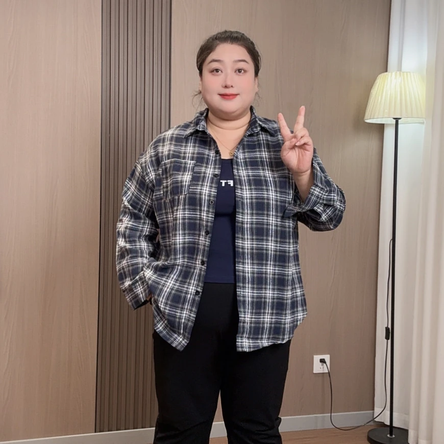初秋新款经典休闲长袖POLO领格子背心衬衫两件套