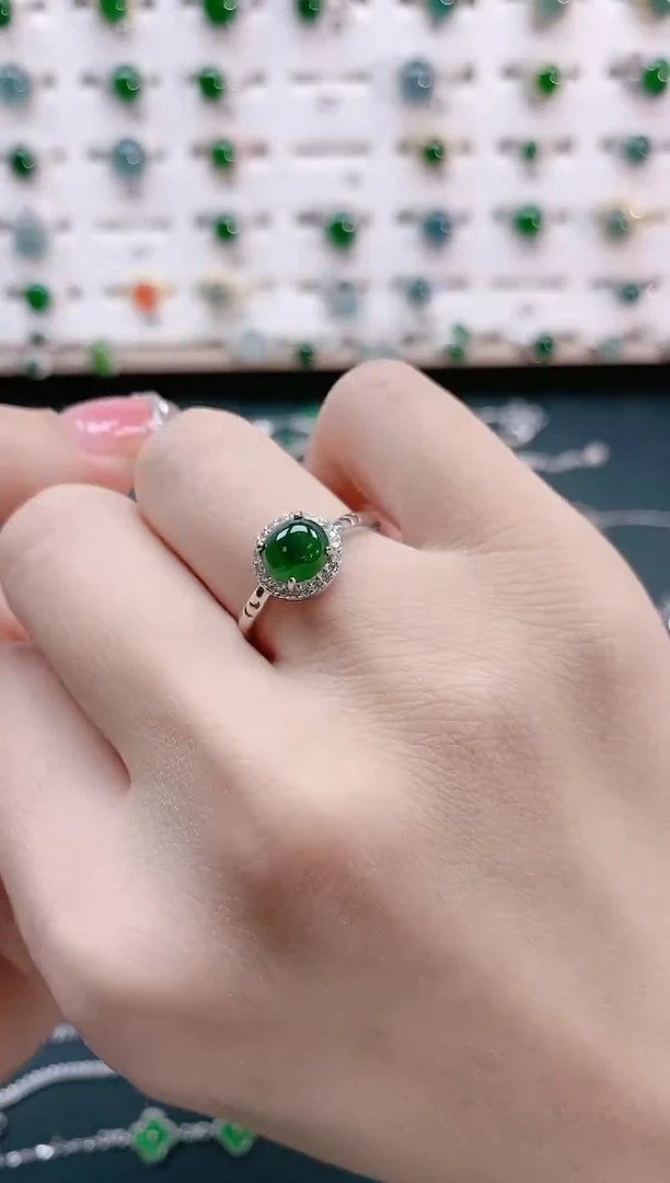 【闪购商品】翡翠戒指银S925镶嵌天然翡翠