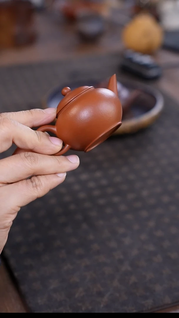 紫砂茶宠朱泥小水平