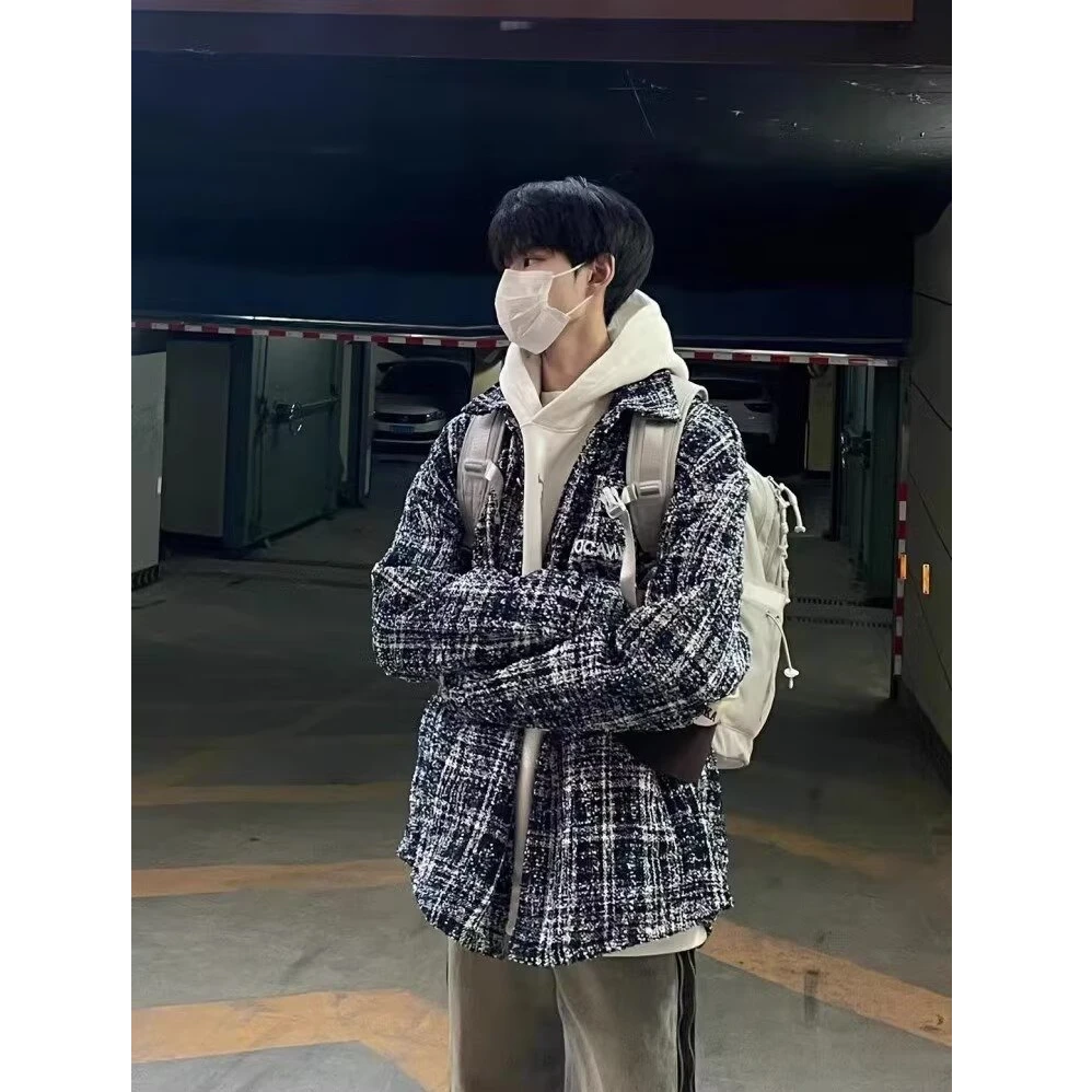 小香风春秋痞帅外套男ins高街潮牌韩版潮流宽松夹克