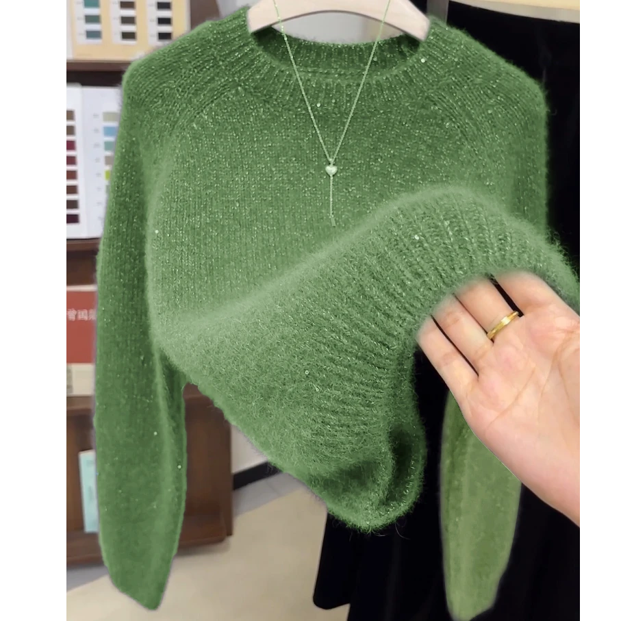 韩版小众别致圆领套头加厚毛衣女2025冬季新款软糯舒适长袖针织衫