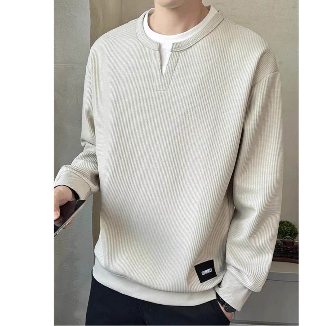 奇珀菲仑假两件男士卫衣无帽长袖t恤秋季潮牌休闲百搭男款