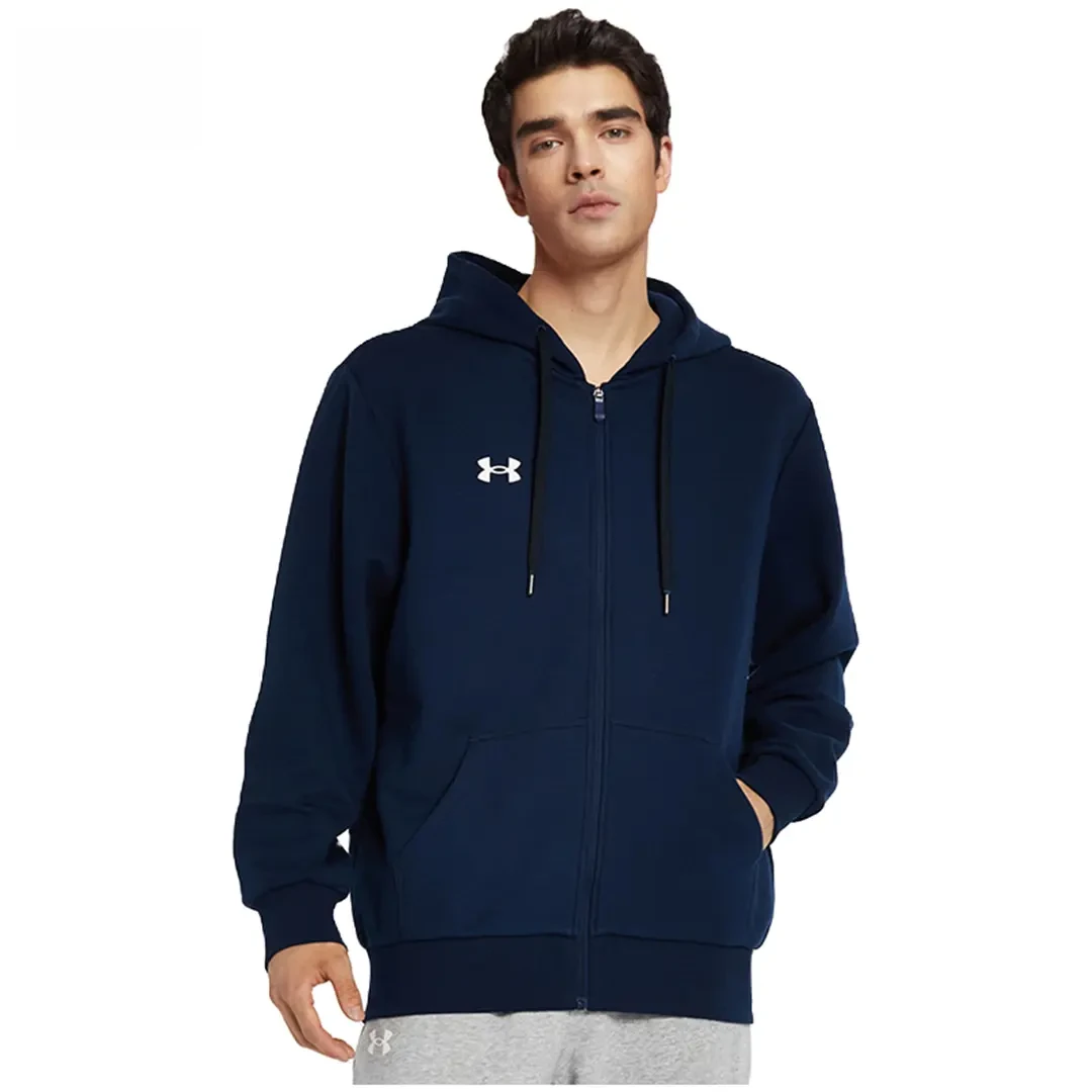 安德玛UA男子男士开衫卫衣健身训练宽松休闲针织运动外套连帽户外