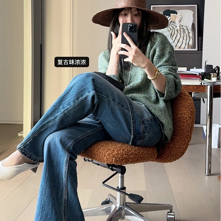 美洋MEIYANG 青米露针织衫 绵羊毛混色花纱_元宝针圆领宽松毛衣Su