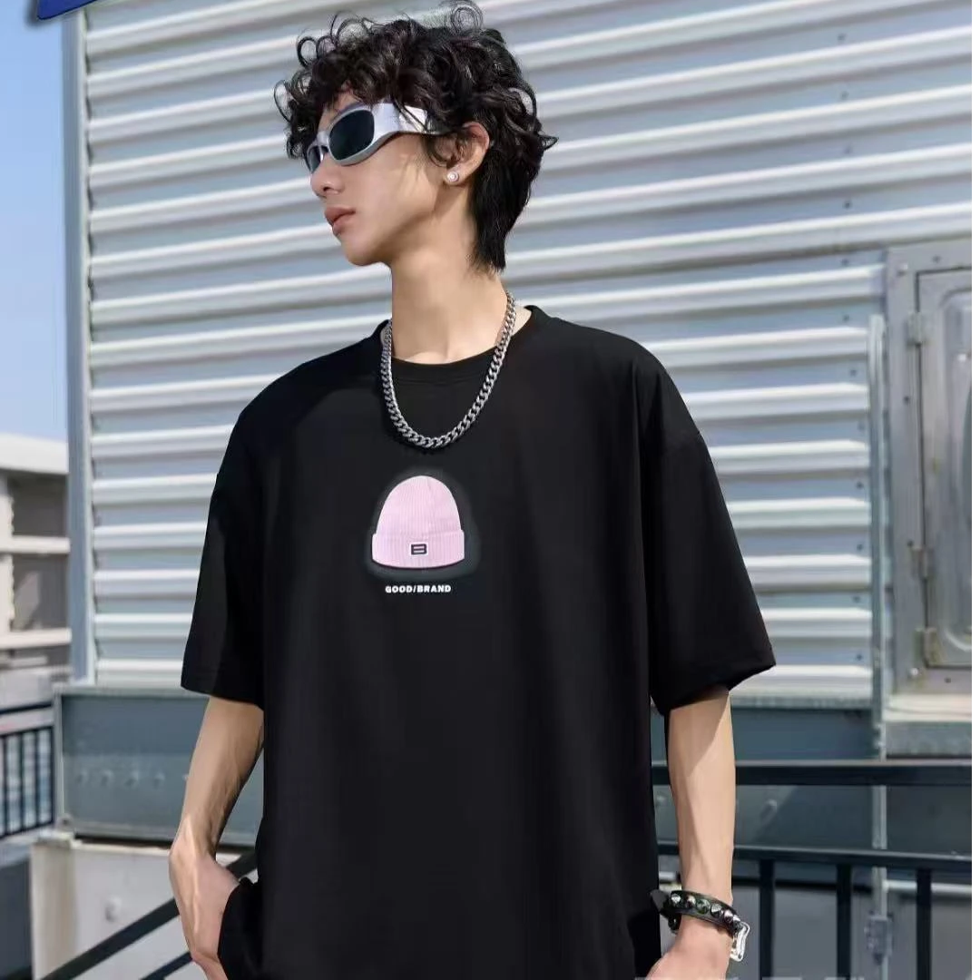 2538黑色青少年时尚潮流休闲短袖T恤