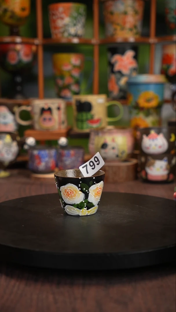 釉下手绘陶瓷紫砂杯