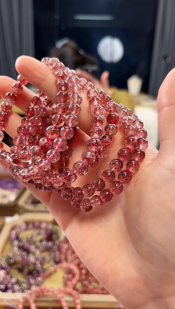 未镶嵌手串水晶金草莓超七单圈手串7mm【多样性发一】