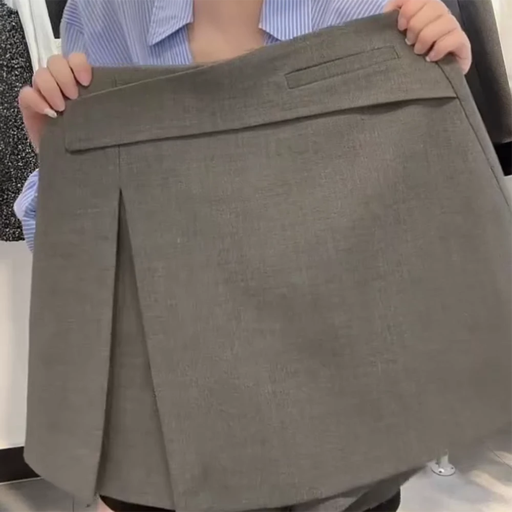 新款百搭时尚韩版设计感高腰宽松显瘦a字裙裤休闲裤