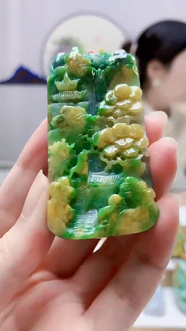 未镶嵌定制翡翠4852zm-毛货挂件14山水