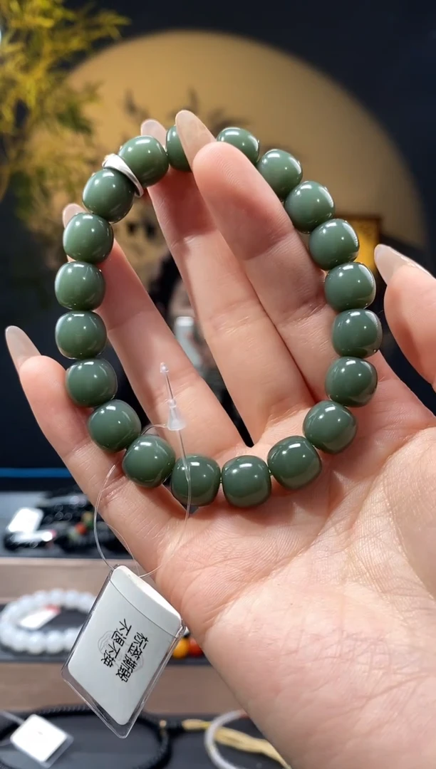 【闪购商品】和田玉1未镶嵌11mm鸭蛋青老型手串